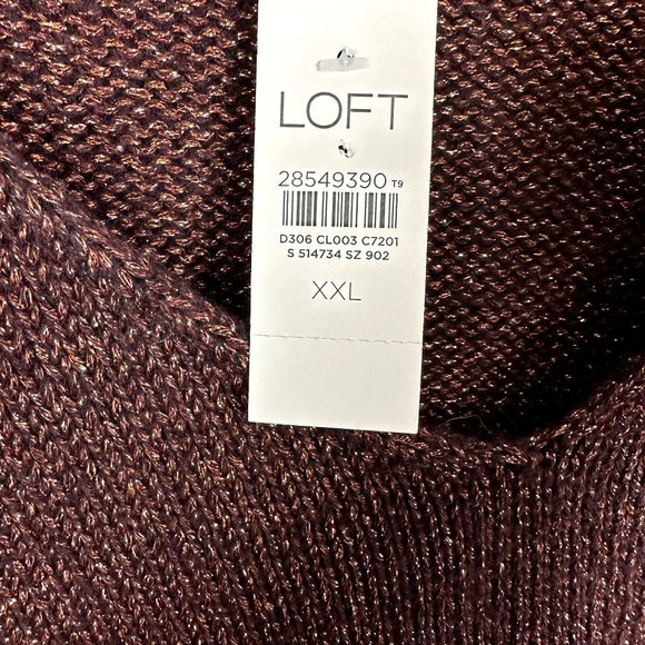 Loft Sweater Long sleeve Brown‎ Shimmer size XXL NWT - Picture 3 of 7